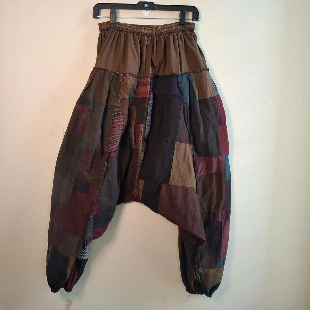 Kathmandu Patchwork Harem Pant Drop Crotch M Boho Festival Hippie Yoga Grunge